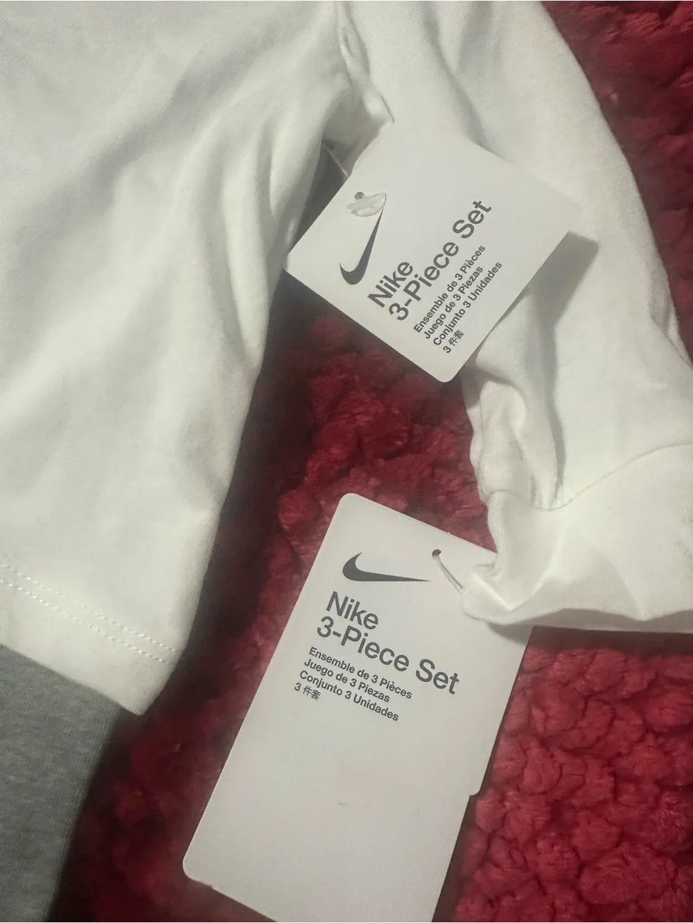 Nike White & Gray Swoosh 3-Piece Kids Outfit